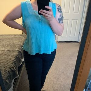 JW Light Blue Ribbed Tank Top Size XL